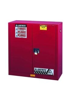 Sure-Grip® EX Flammable Safety Cabinet, Dims. 44H, Cap. 30 gal., 1 shelf, 2 m/c doors, Red.