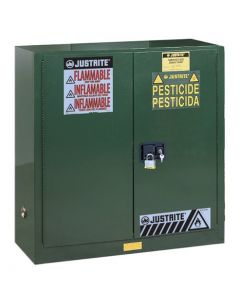 Sure-Grip® EX Pesticides Safety Cabinet, Dims. 44H, Cap. 30 gal., 1 shelf, 2 mc doors, Green.