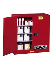 Sure-Grip® EX Combustibles Safety Cabinet for paint and ink, Cap. 40 gal., 3 shelves, 2 m/c dr, Red.