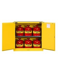 Sure-Grip® EX Safety CabinetCan Package, Cap. 30-gal. cabinet wcans, 2 shlvs, 2 sc doors, Yellow.