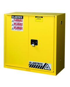 Sure-Grip® EX Combustibles Safety Cabinet for paint/ink, Cap. 40 gal., 3 shlvs, 1 bifld s/c dr, Yel.