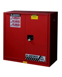 Sure-Grip® EX Combustibles Safety Cabinet for paint/ink, Cap. 40 gal., 3 shlvs, 1 bifld s/c dr, Red.