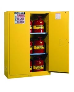 Sure-Grip® EX Safety Cabinet/Can Package, Cap. 45-gal. cabinet w/cans, 2 shlvs, 2 m/c doors, Yellow.