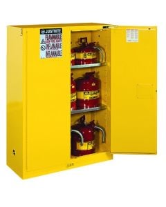 Sure-Grip® EX Safety CabinetCan Package, Cap. 45-gal. cabinet wcans, 2 shlvs, 2 sc doors, Yellow.