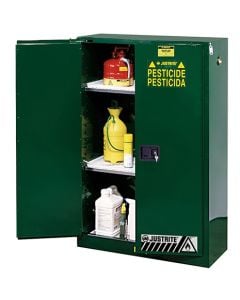 Sure-Grip® EX Pesticides Safety Cabinet, Cap. 45 gallons, 2 shelves, 2 self-close doors, Green.