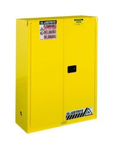 Sure-Grip® EX Combustibles Safety Cabinet for paint and ink, Cap. 60 gal., 5 shelves, 2 s/c dr, Yellow.