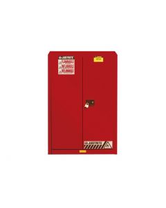 Sure-Grip® EX Combustibles Safety Cabinet for paint and ink, Cap. 60 gal., 5 shelves, 2 s/c dr, Red.