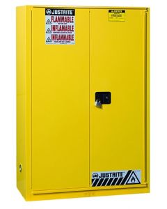 Sure-Grip® EX Combustibles Safety Cabinet for paint and ink, Cap. 60 gal., 5 shlvs, 1 bifld dr, Yellow.