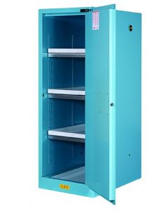 Sure-Grip® EX Deep Slimline Corrosives/Acid Safety Cabinet, Cap. 54 gal., 3 shlvs, 1 s/c door, Blue.