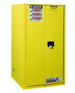 Sure-Grip® EX Combustibles Safety Cabinet for paint and ink, Cap. 96 gal., 5 shelves, 2 m/c dr, Yellow.
