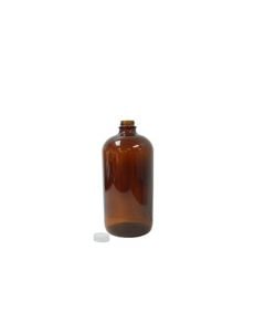 Amber Boston Round Plastic 8oz Bottle
