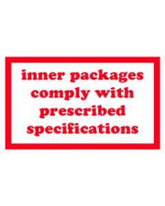 Inner Packages Comply with Prescribed Specifications Label