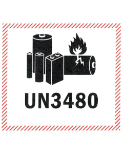 UN3480 labels for packages containing lithium ion batteries, roll of 500