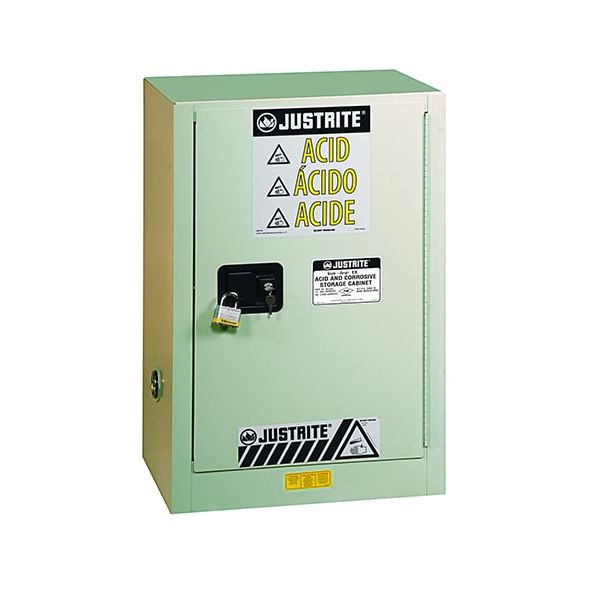 ChemCor® Under Fume Hood Corrosives/Acids Safety Cabinet, Cap. 15 gal, 1 shlf, 1 s/c rt. door, LtNu.