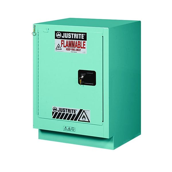ChemCor® Under Fume Hood Corrosives/Acids Safety Cabinet, Cap. 15 gal, 1 shelf, 1 s/c lft door, Blue.