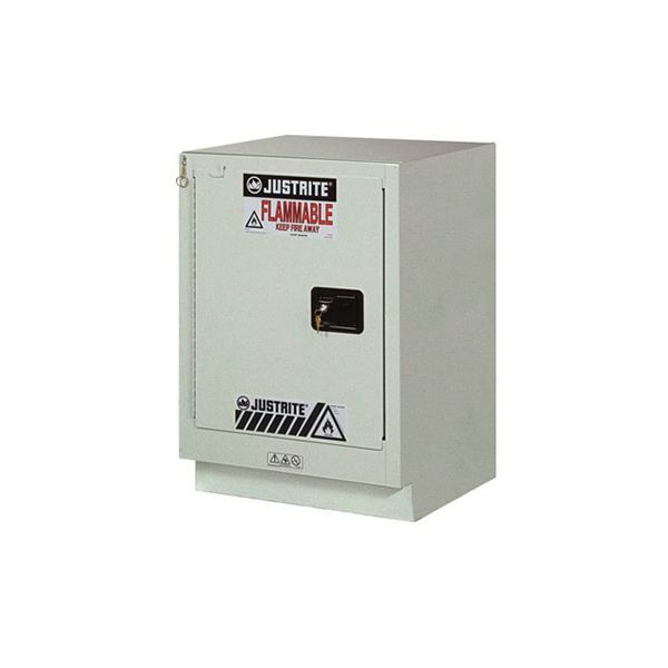 ChemCor® Under Fume Hood CorrosivesAcids Safety Cabinet, Cap. 15 gal, 1 shelf, 1 sc lft door, Silver.
