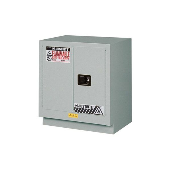 ChemCor® Under Fume Hood CorrosivesAcids Safety Cabinet, Cap. 19 gal., 1 shelf, 2 mc doors, Silver.