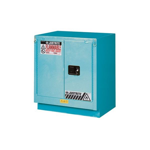 ChemCor® Under Fume Hood Corrosives/Acids Safety Cabinet, Cap. 19 gal., 1 shelf, 2 s/c doors, Blue.
