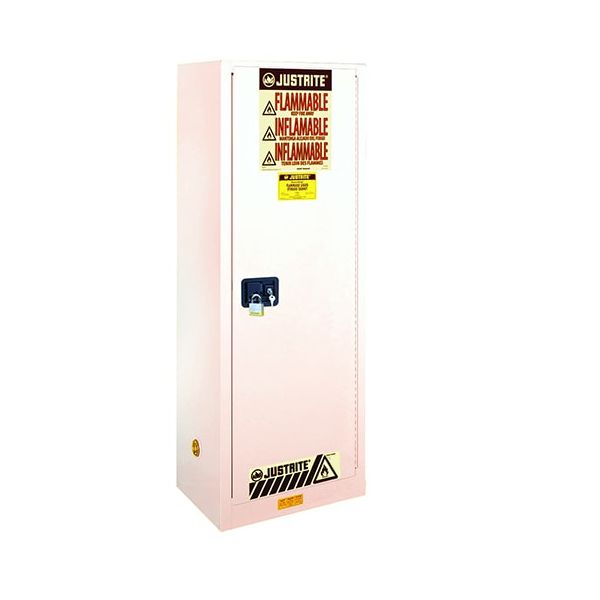 Sure-Grip® EX Slimline Flammable Safety Cabinet, Cap. 22 gallons, 3 shelves, 1 mc door, White.