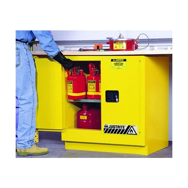 Sure-Grip® EX Undercounter Flammable Safety Cabinet, Cap. 22 gallons, 1 shelf, 2 m/c doors, Yellow.