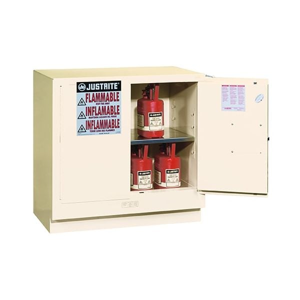 Sure-Grip® EX Undercounter Flammable Safety Cabinet, Cap. 22 gallons, 1 shelf, 2 mc doors, White.