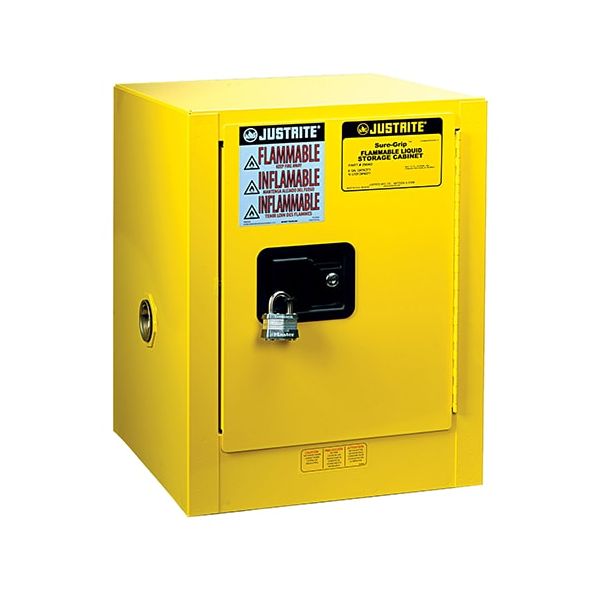 Sure-Grip® EX Countertop Flammable Safety Cabinet, Cap. 4 gallons, 1 shelf, 1 m/c door, Yellow.