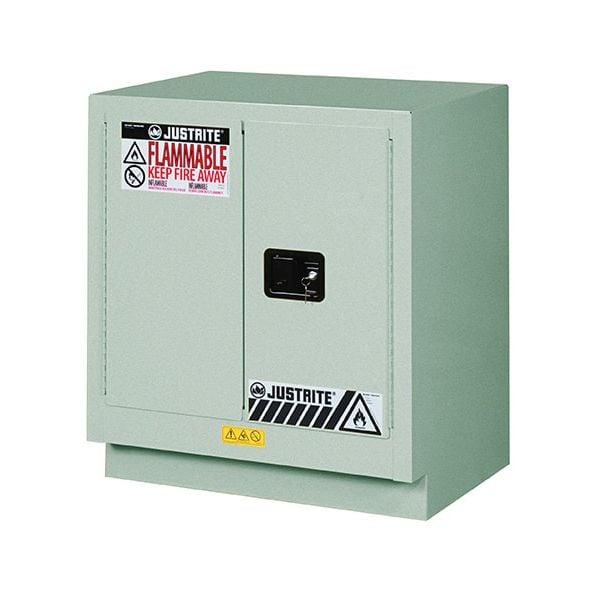 Under Fume Hood solvent/flammable liquid safety cabinet, Cap. 19 gal., 1 shelf, 2 m/c doors, Silver.
