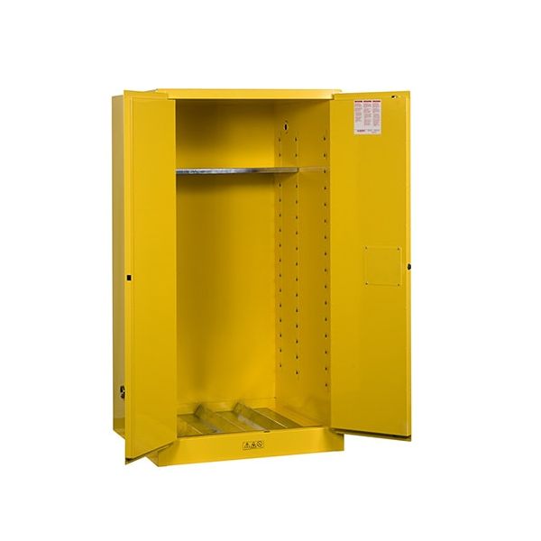 Sure-Grip® EX Vertical Drum Safety Cabinet and Drum Support, Cap. 55 gal., 1 shlf, 2 m/c doors, Yellow.