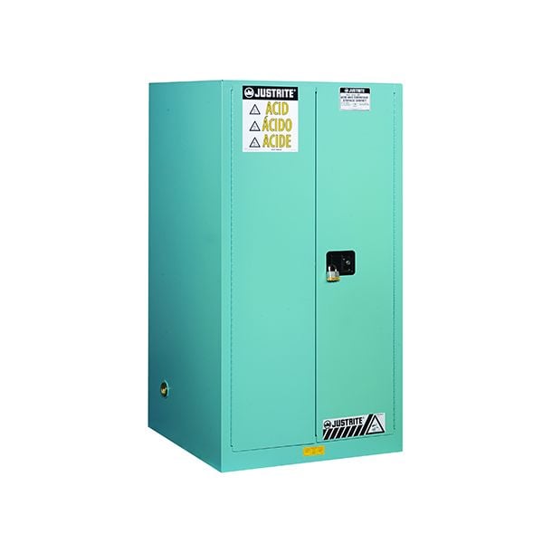 Sure-Grip® EX Corrosives/Acid Steel Safety Cabinet, Cap. 60 gallons, 2 shelves, 2 m/c doors, Blue.