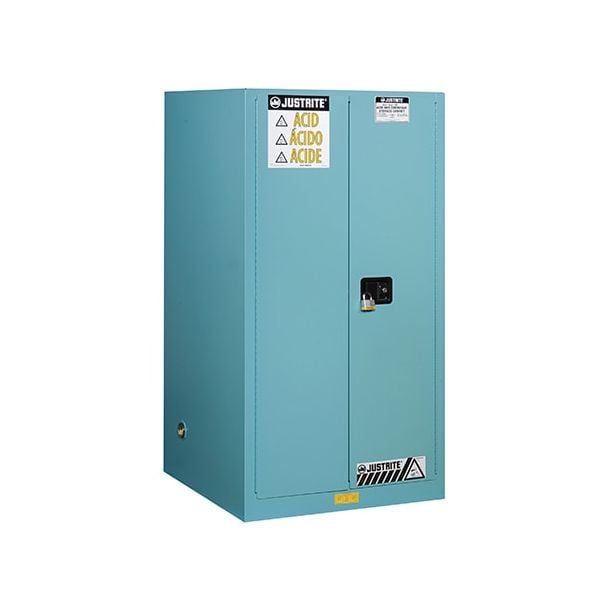 Sure-Grip® EX Corrosives/Acid Steel Safety Cabinet, Cap. 60 gallons, 2 shelves, 2 s/c doors, Blue.