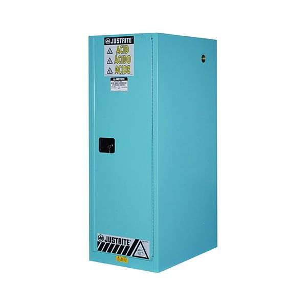 Sure-Grip® EX Deep Slimline Corrosives/Acid Safety Cabinet, Cap. 54 gal., 3 shlvs, 1 m/c door, Blue.