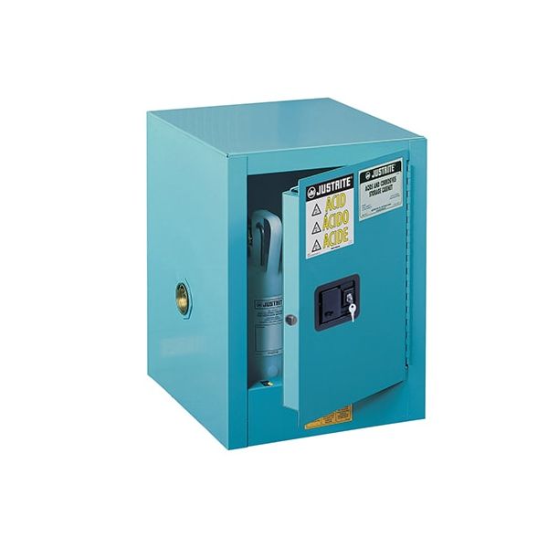 Sure-Grip® EX Countertop CorrosivesAcid Steel Safety Cabinet, Cap. 4 gal., 1 shlf, 1 mc dr, Blue.