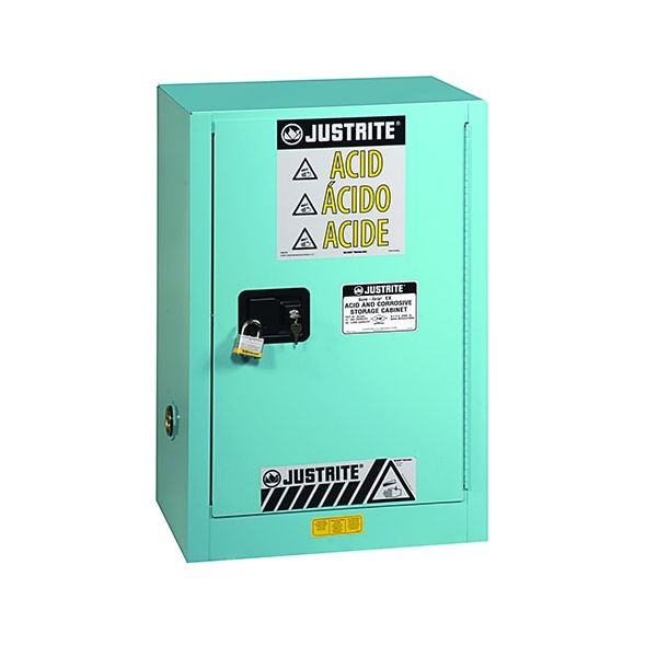 Sure-Grip® EX Compac Corrosives/Acid Steel Safety Cabinet, Cap. 15 gal., 1 shelf, 1 s/c door, Blue.