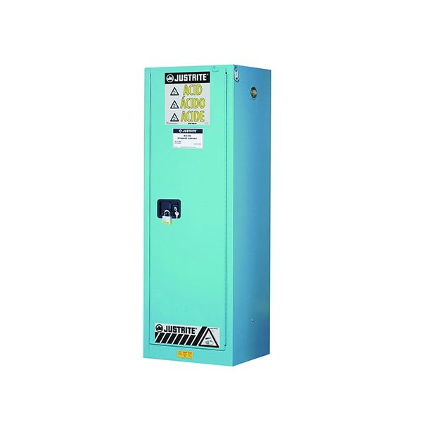 ChemCor® Slimline Corrosives/Acids Safety Cabinet, Cap. 22 gallons, 3 shelves, 1 m/c door, Blue.