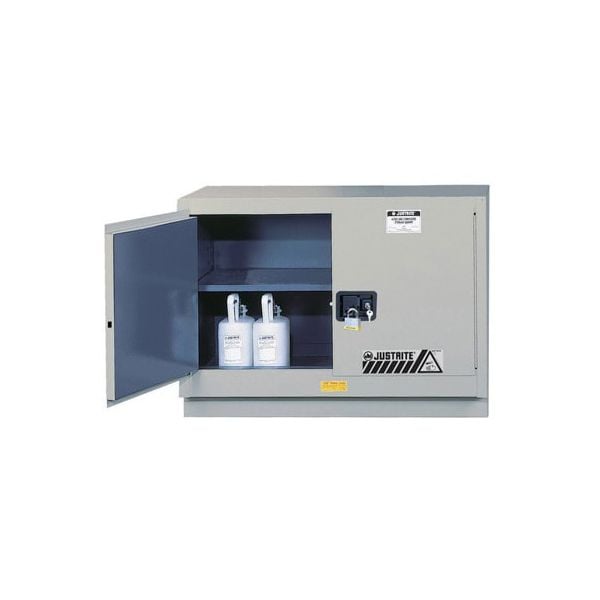 ChemCor® Under Fume Hood Corrosives/Acids Safety Cabinet, Cap. 31 gal., 1 shelf, 2 m/c doors, Silver.
