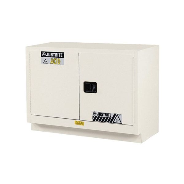 ChemCor® Under Fume Hood Corrosives/Acids Safety Cabinet, Cap. 31 gal., 1 shelf, 2 s/c doors, LtNu.
