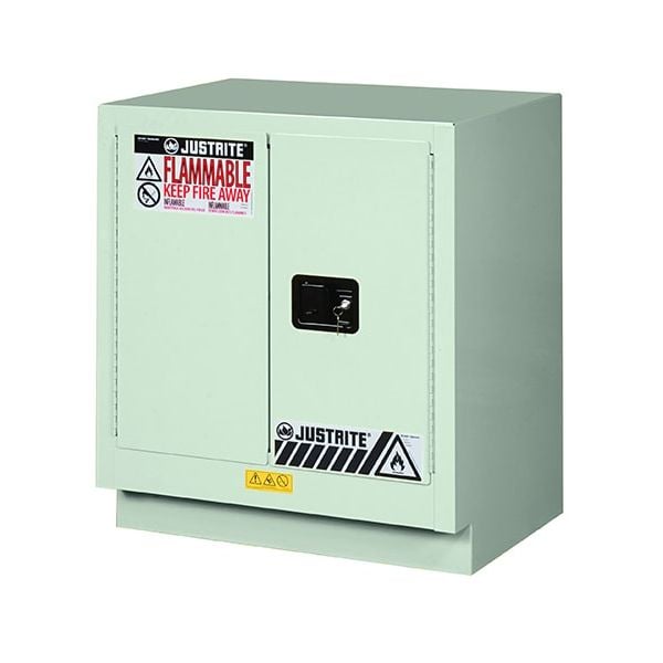 ChemCor® Under Fume Hood Corrosives/Acids Safety Cabinet, Cap. 19 gal., 1 shelf, 2 s/c doors, LtNu.