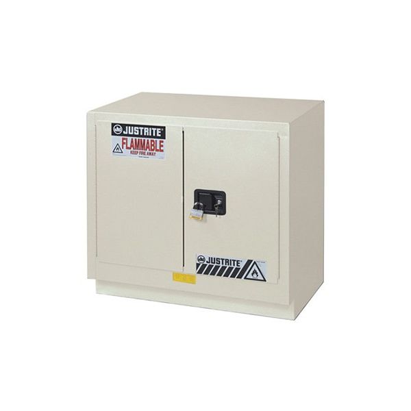 ChemCor® Under Fume Hood CorrosivesAcids Safety Cabinet, Cap. 23 gal., 1 shelf, 2 mc doors, LtNu.