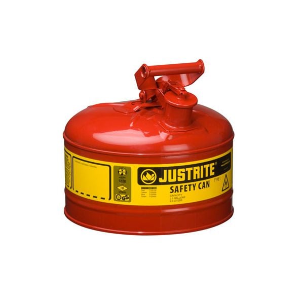 2.5 Gallon Justrite (9.5L) Steel Compliant Safety Type 1 Can for Flammables