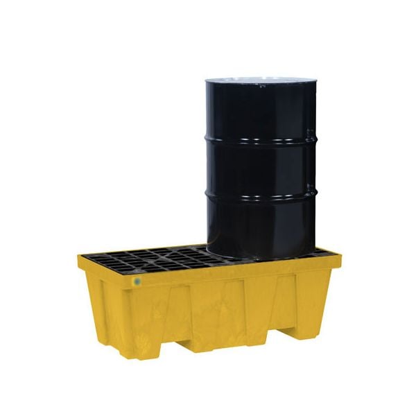 Justrite® 2 Drum EcoPolyBlend Spill Control Pallet, No Drain, Yellow