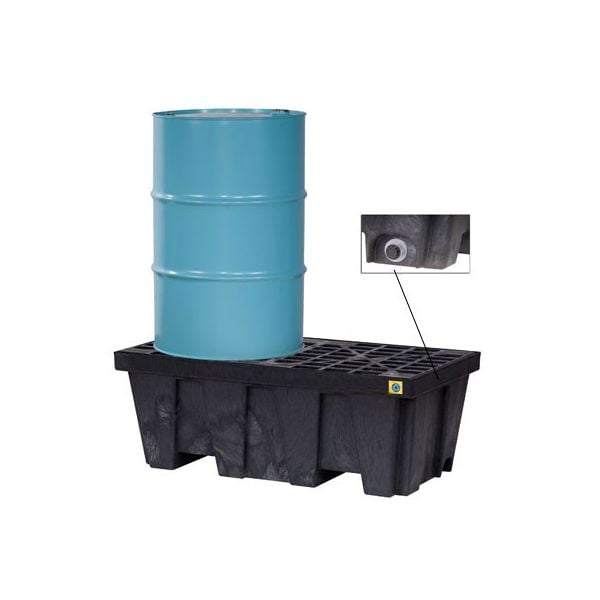 2 Drum EcoPolyBlend Spill Control Pallet, With Drain