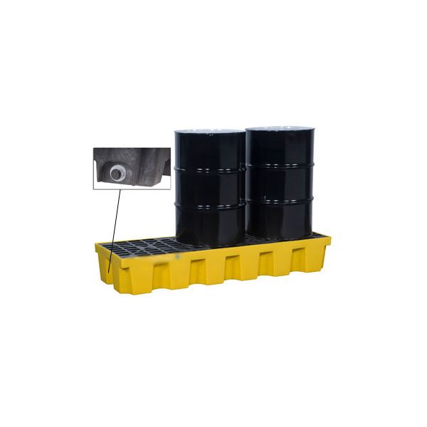 Justrite® 3 Drum EcoPolyBlend Spill Control Pallet, With Drain, Yellow