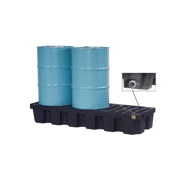 Justrite® 3 Drum EcoPolyBlend Spill Control Pallet, With Drain