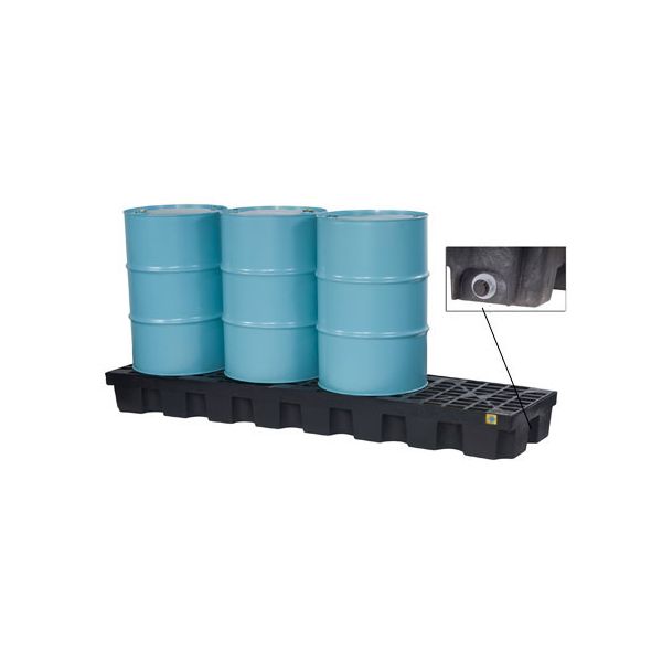 Justrite® 4 Drum EcoPolyBlend Spill Control Pallet (In-Line), With Drain