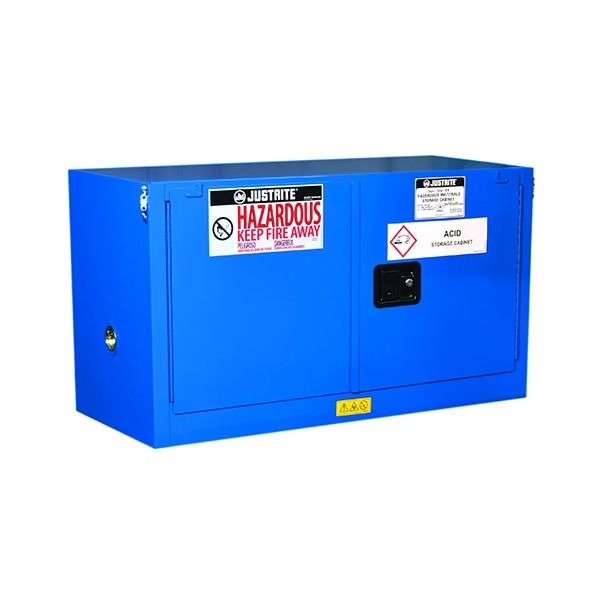 ChemCor® Piggyback Hazardous Material Safety Cabinet, Cap. 17 gal, 1 shelf, 2 s/c doors, Royal Blue.