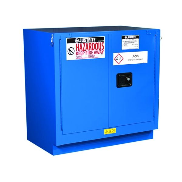 ChemCor® Undercounter Hazardous Material Safety Cabinet, Cap. 22 gal, 1 shlf, 2 sc drs, Royal Blue.
