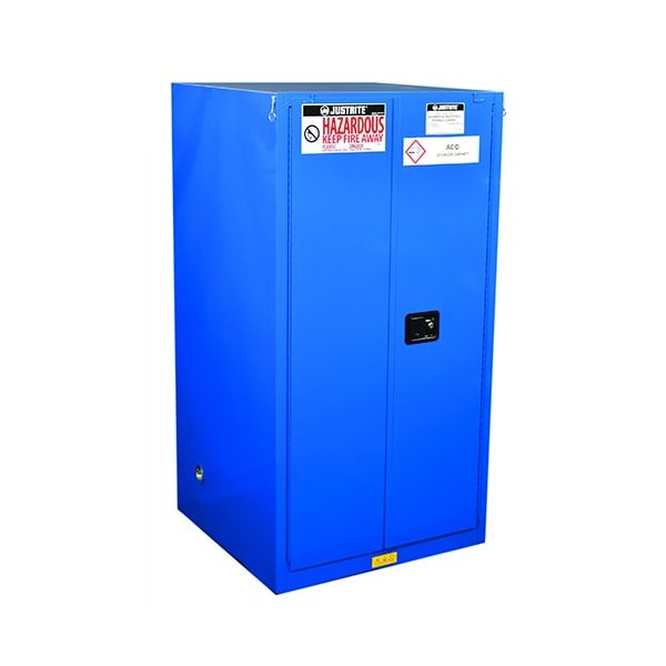 Sure-Grip® EX Hazardous Material Steel Safety Cabinet, Cap. 90 gal., 2 shlvs, 2 s/c drs, Royal Blue.