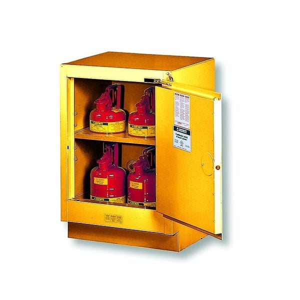 Under Fume Hood solvent/flammable liquid safety cabinet, Cap. 15 gal., 1 shlf, 1 mc rgt door, Yellow.