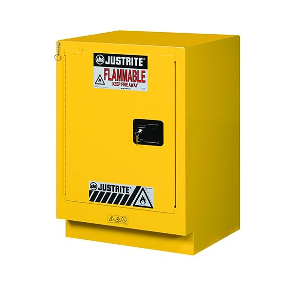 Under Fume Hood solventflammable liquid safety cabinet, Cap. 15 gal., 1 shlf, 1 sc lft door, Yellow