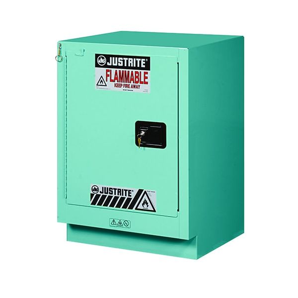 ChemCor® Under Fume Hood Corrosives/Acids Safety Cabinet, Cap. 15 gal, 1 shelf, 1 m/c lft door, Blue.